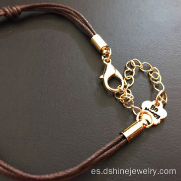 Pulsera del ojo malvado cadena cuero nudos con colgante Hamsa